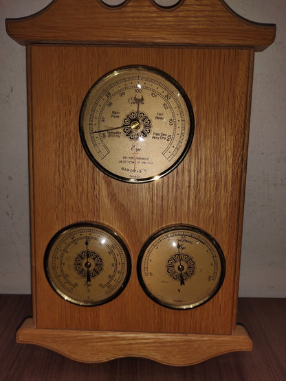 Baromaster Temperature Barometer Hygrometer Wood  Weather Station