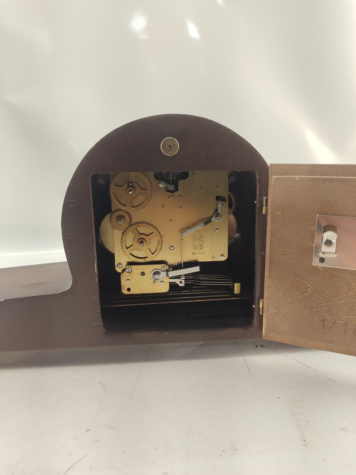 Rare Beautiful Later Art Deco Junghans Chiming Mantel Clock with balance wheel