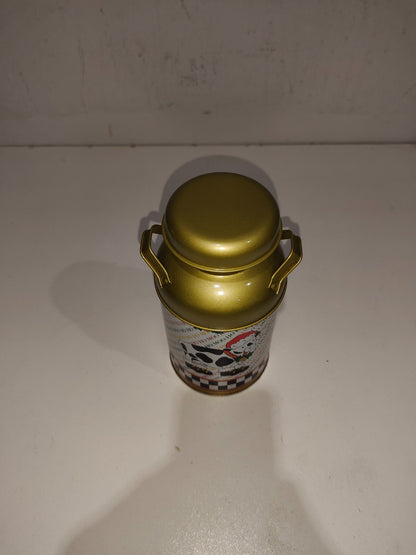 Christmas Cow Ho Ho MOO Holiday Decorated 7 1/2" Metal Milk Can