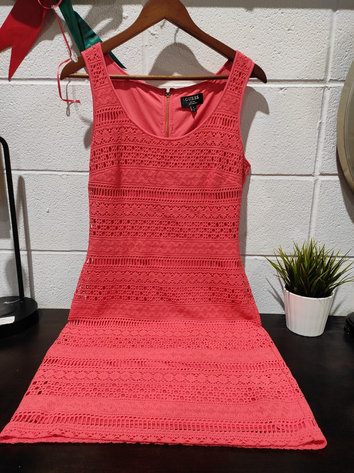 Guess Crochet Mini Peach Dress Size- 10
