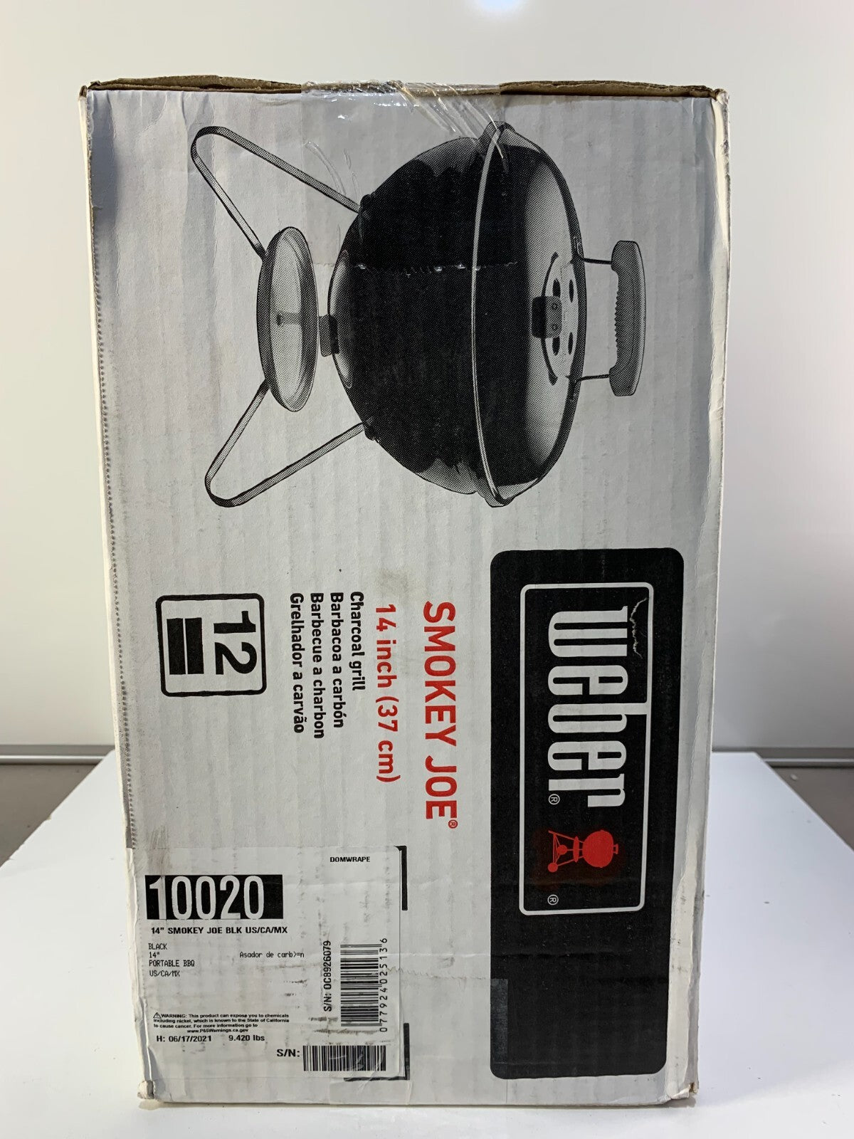 WEBER 14" SMOKEY JOE CHARCOAL GRILL PORTABLE BBQ BLACK 10020