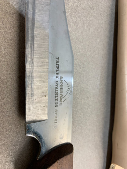 Vintage Santa Fe Triplex Stainless Steel Fixed Blade Knife W/Sheath