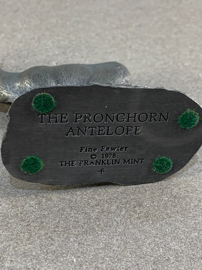 VTG 1976 Franklin Mint Pronghorn Antelope Wildlife North America Series Pewter