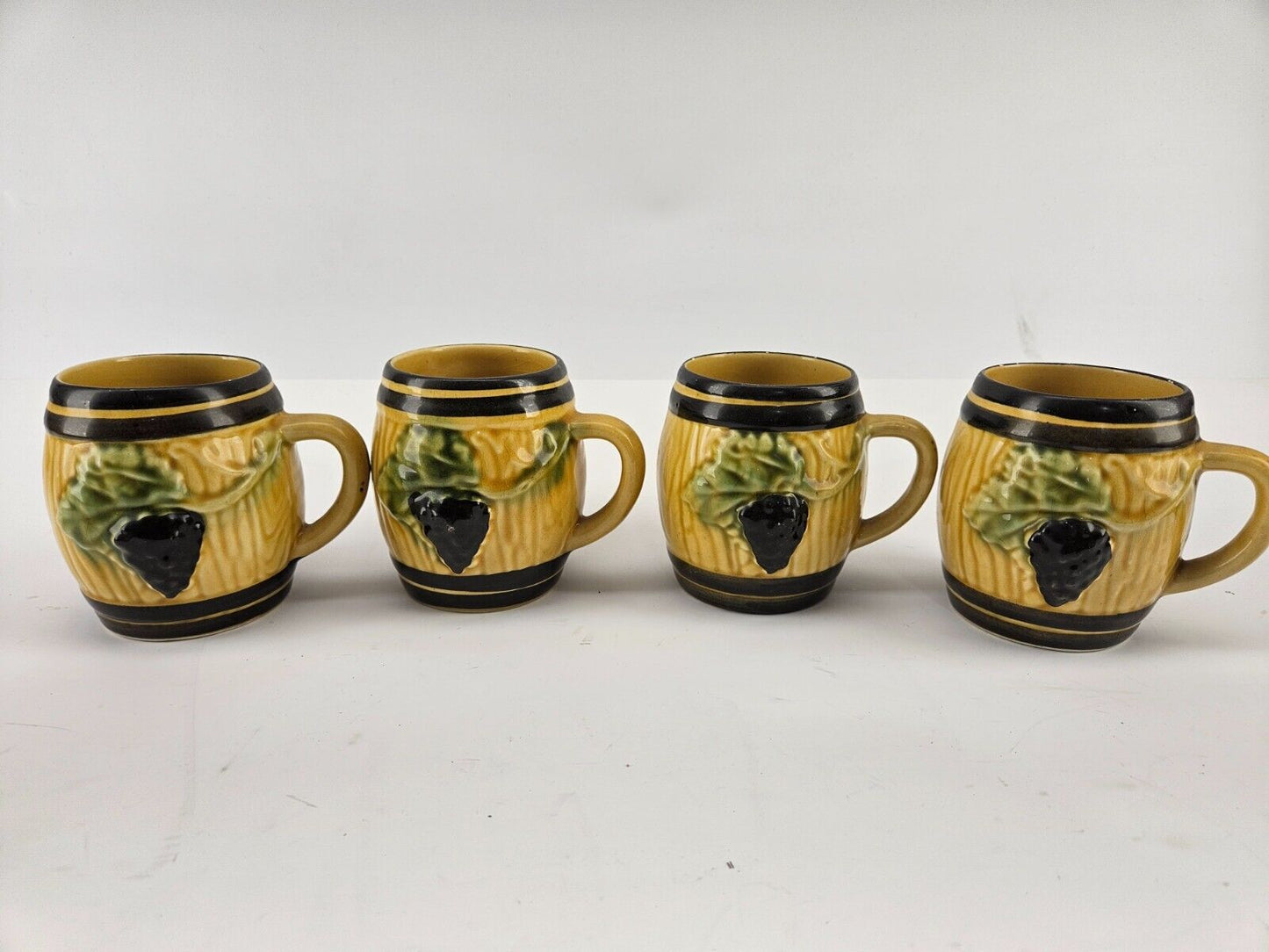 Vintage Kerangol Yellow Ceramic Mugs - Set of 4 - Retro Sip in Style