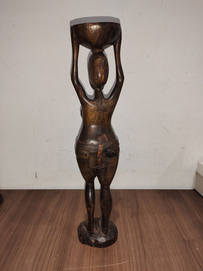Vintage Nude Balinese Klungkung Wood Wooden Carving Woman Bali Carved 20-Inches