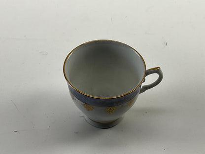 1 Cup w/Matching Saucer China 977 Porcelain Blue/White/Gold