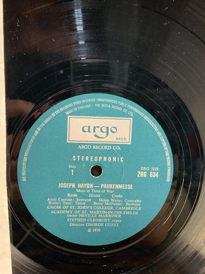 ARGO J. HAYDN ASMF GUEST PAUKENMESSE M. HAYDN AVE REGINA ZRG 634 STEREO