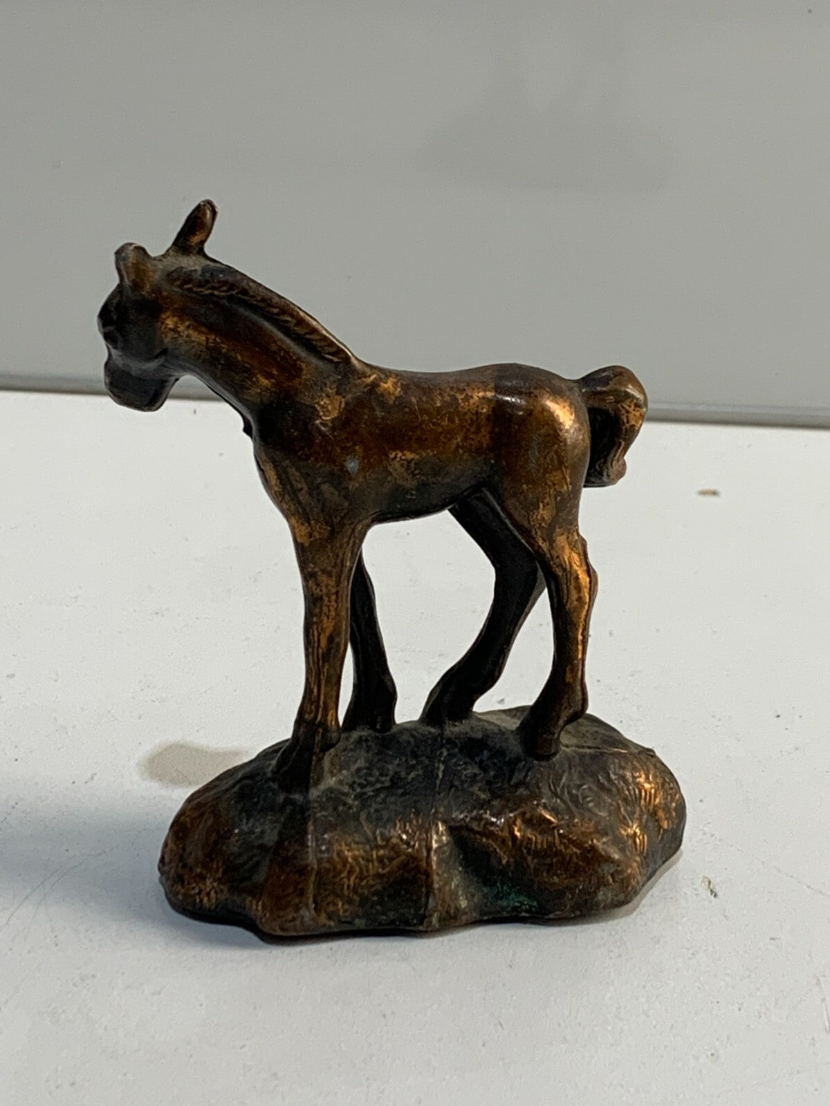 Vintage Cast Metal Copper Tone Pony Horse Foal Figurine