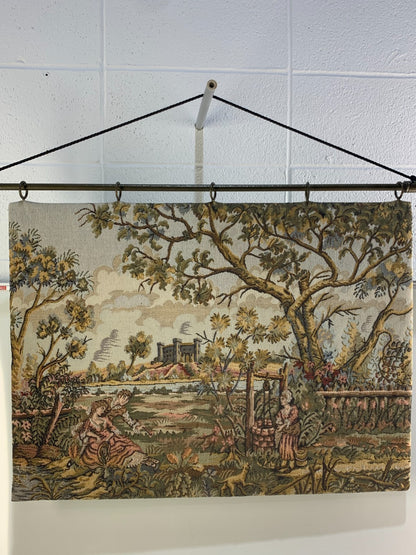 Vintage French Tapestry Wall Hanging - Verdure Landscape Scene