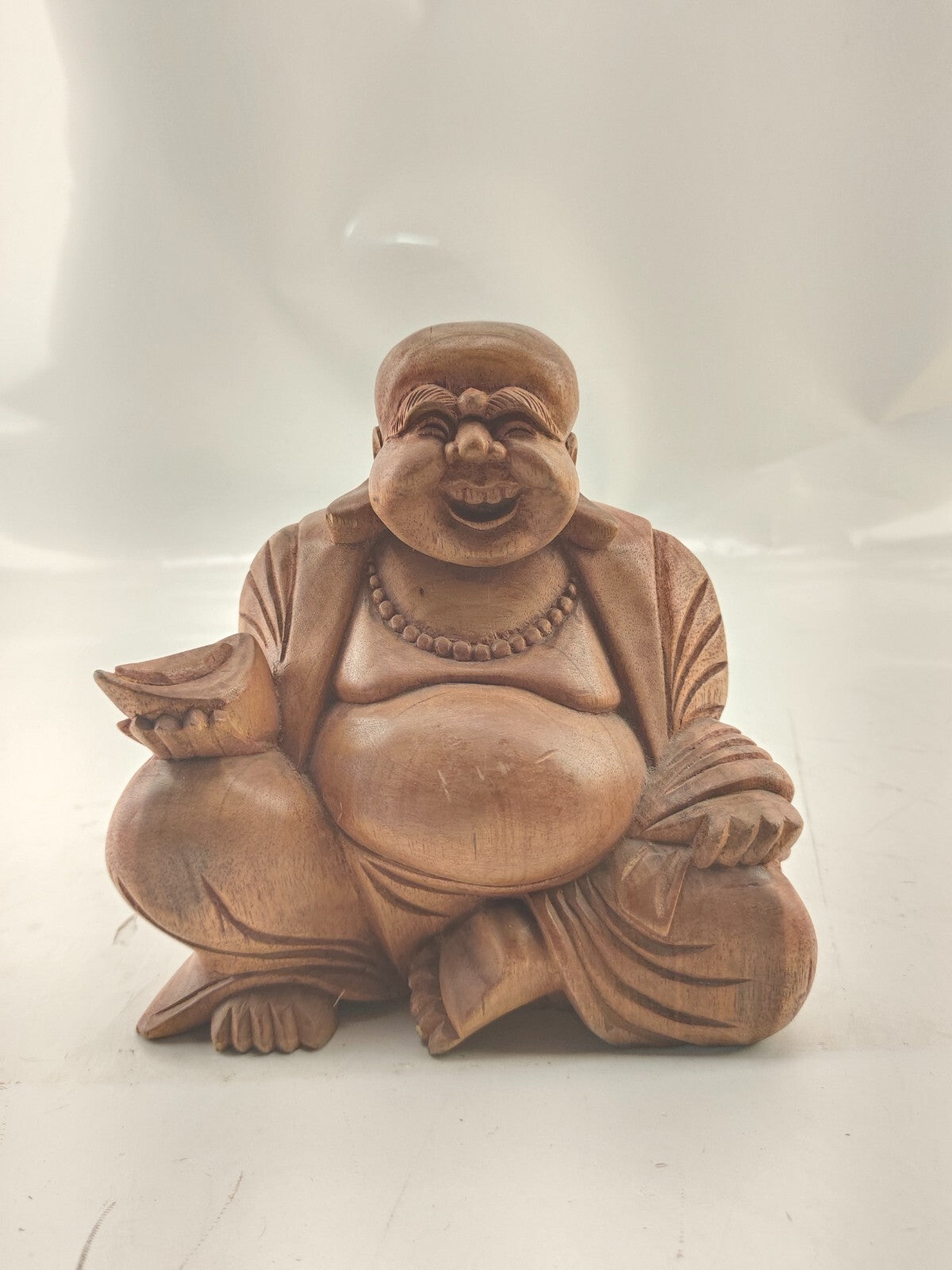 Antique Carved Wood Hotai Hotei  19th century China Qing Dynasty Buddha