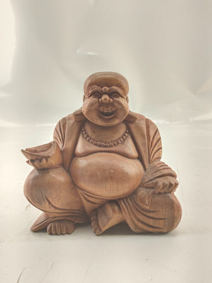 Antique Carved Wood Hotai Hotei  19th century China Qing Dynasty Buddha