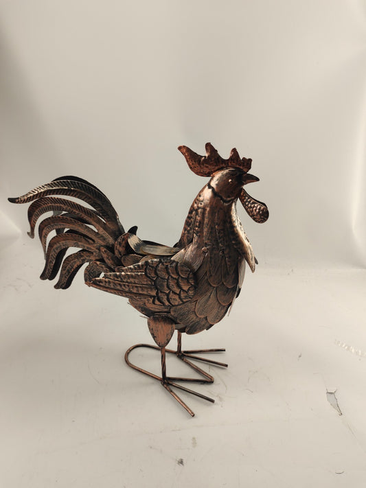 15" Decorative Rooster Iron Legs Metal Body Black Color Chicken Decoration