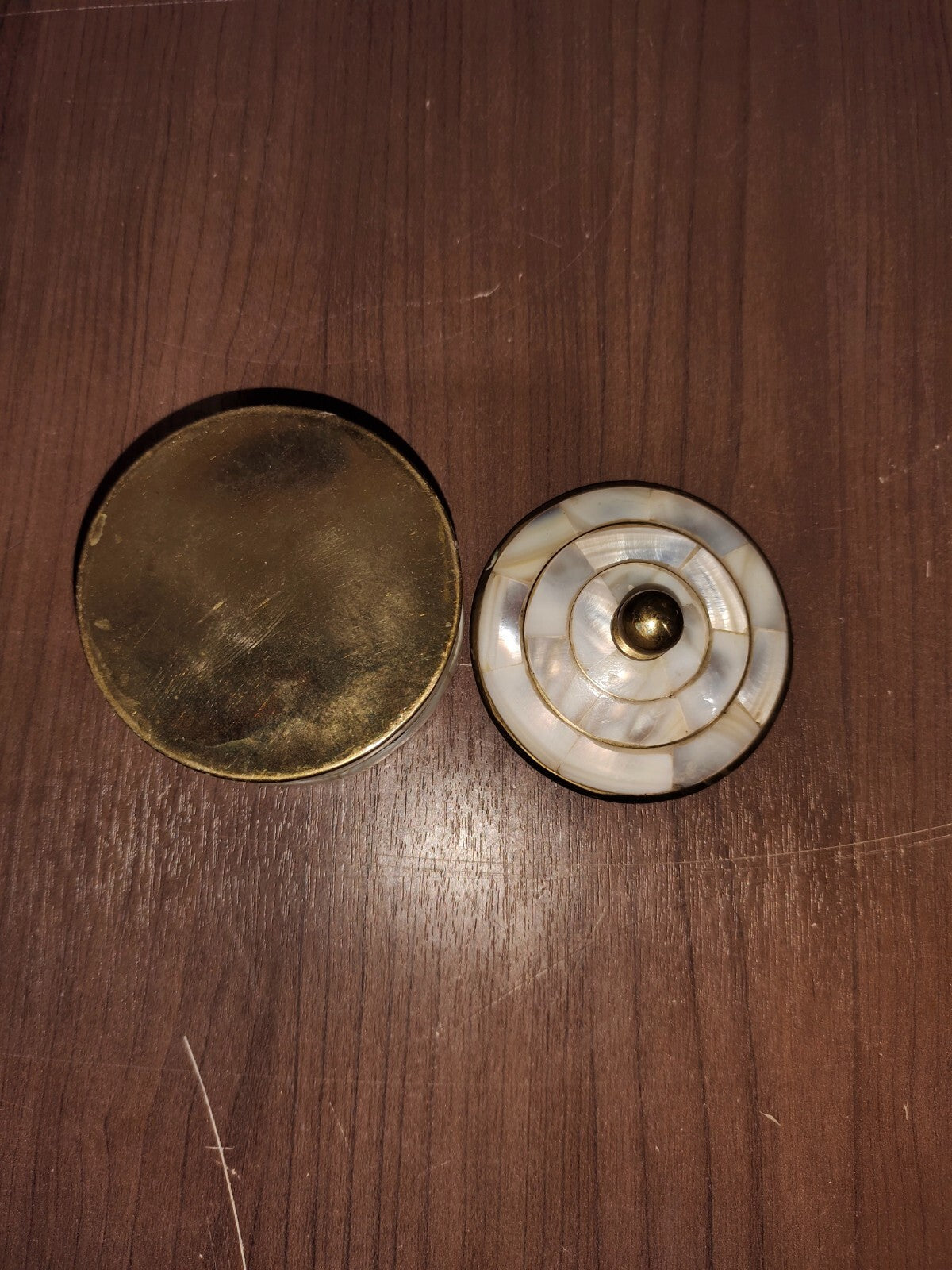 Diwali Gifts 3 Layer Brass Classy Mother of Pearl Trinket Box Jewelry Earrings