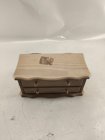 Musical Wooden Jewelry Box Organizer with 2 Pull-out Drawers for Women