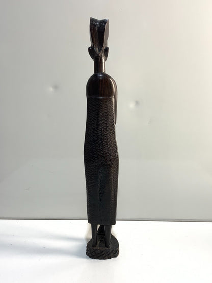 Vintage Woman with mortar and pestle Wood Sculpture.