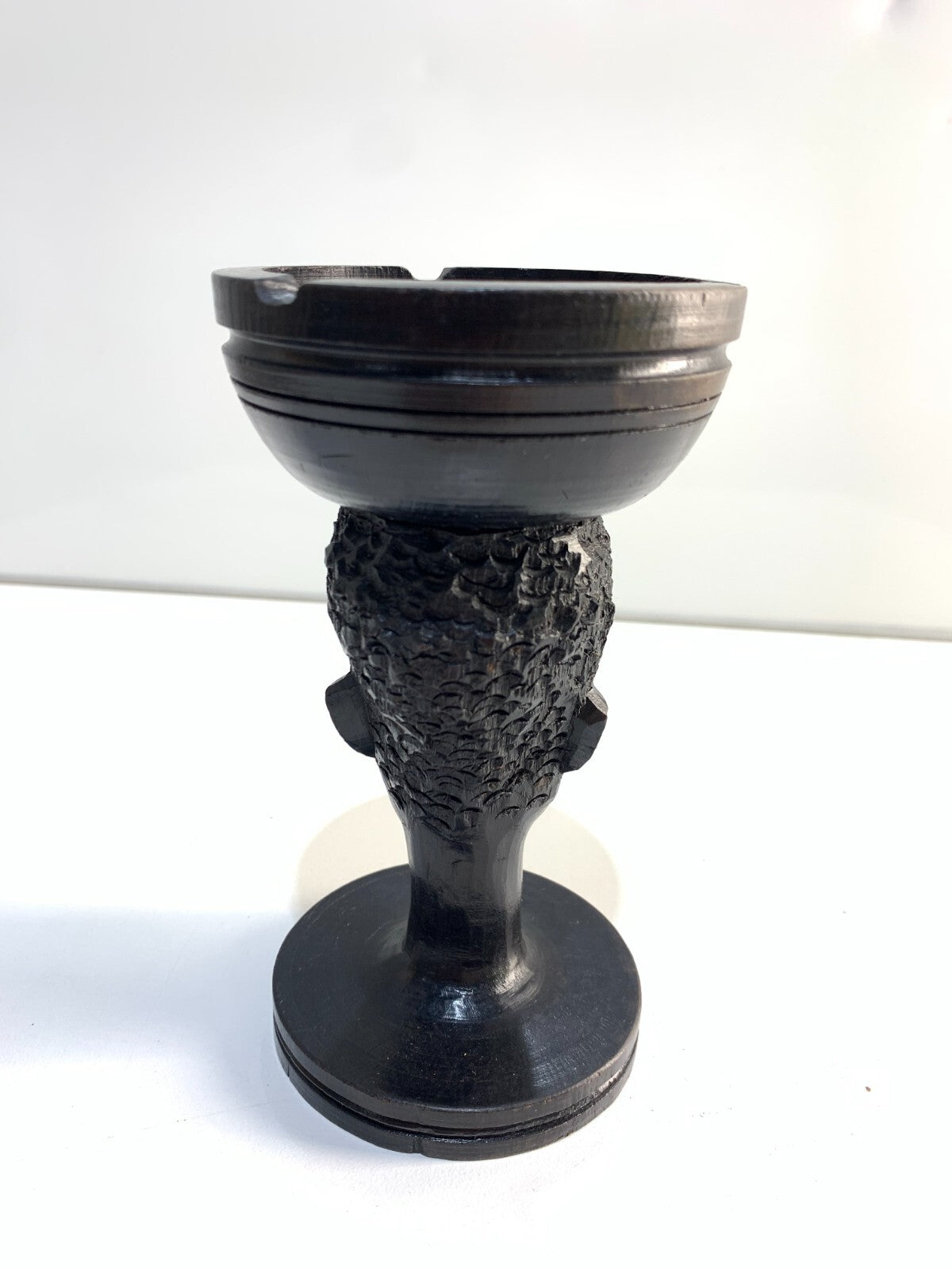 Vintage Wooden Head African Tribal Art Ashtray Hand- Carved Solid Wood