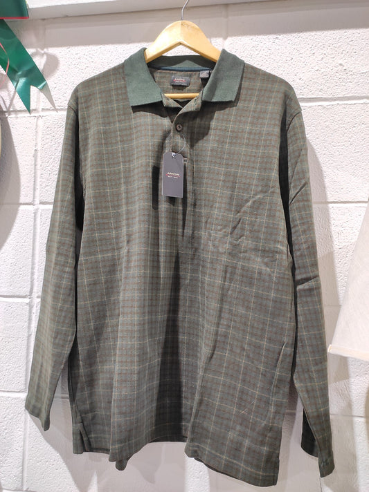 ARROW USA 1851 L POLO SHIRT  GREEN PLAID SMALL Polo