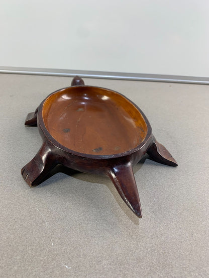 Carved Teak Wood Turtle Tortoise Dish Catch All Vintage