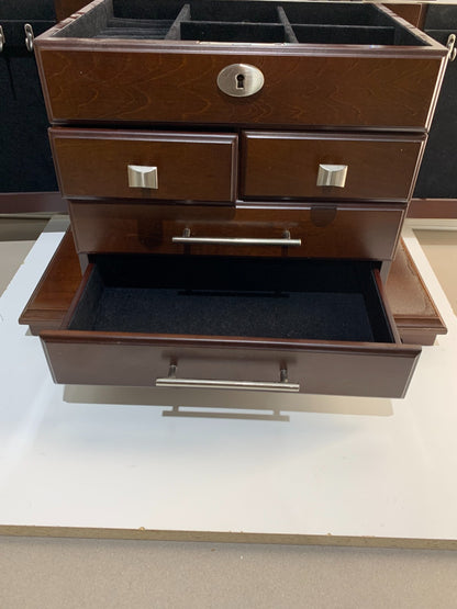 Arolly Large Wood Finish Jewelry Box Chest W/ Four Storage Compartments Storage