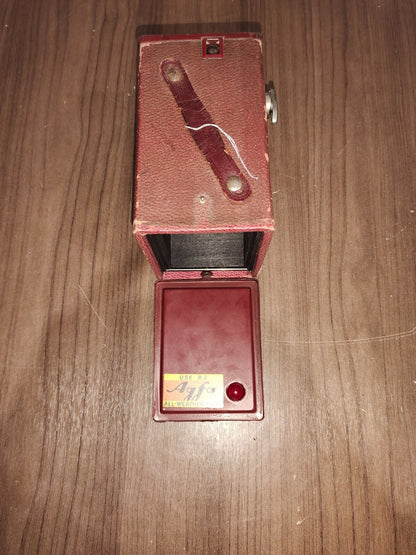 1910 AGFA ANSCO Red Box 4x6.5cm 127 rollfilm Dollar Camera Burgundy Kiddie