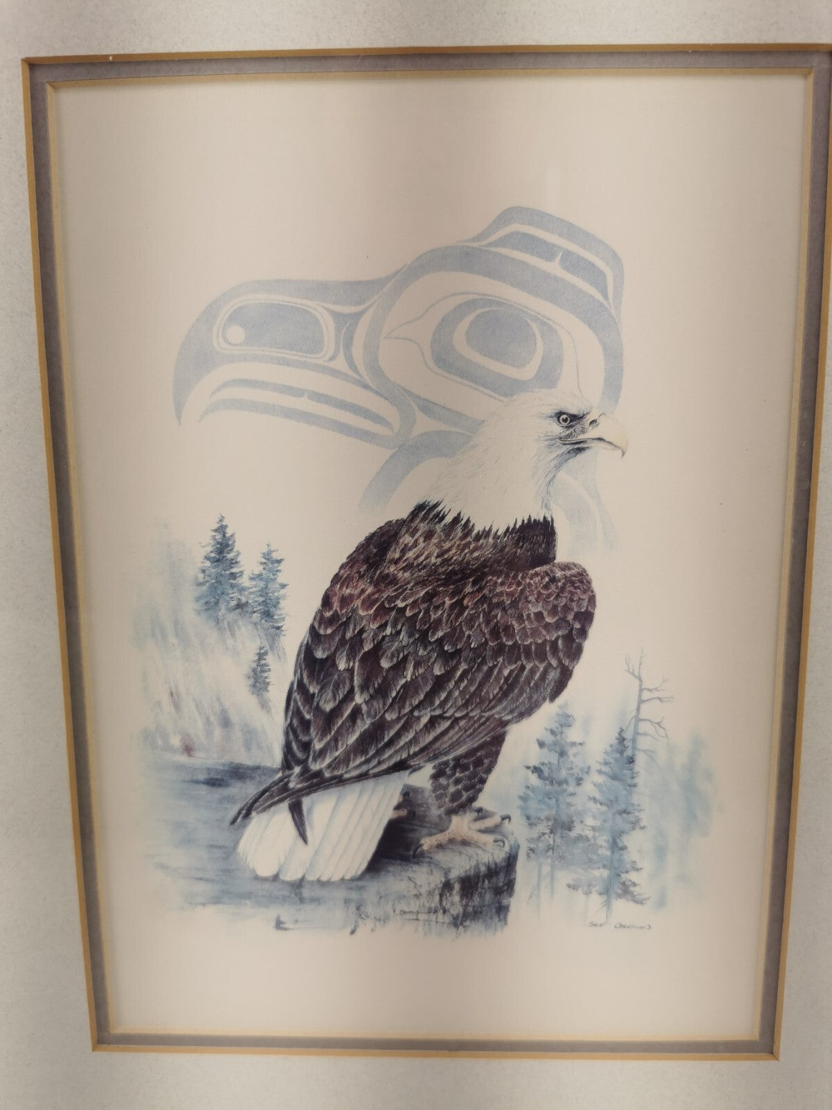 Vintage Sue Coleman Art-The Eagle-Aboriginal Design-Framed Wall Art-Wall Hanging
