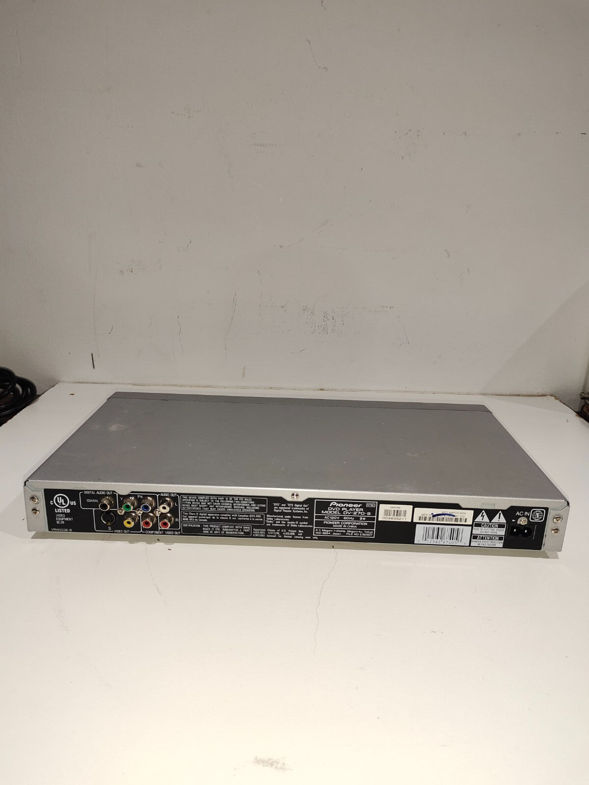 Pioneer DV-270-S DVD/CD/Video CD Player No Remote - Untested