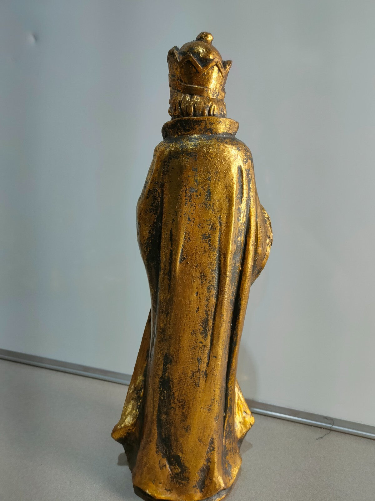 Vintage Gold Christmas Figurines, King Bearing Gift in a box