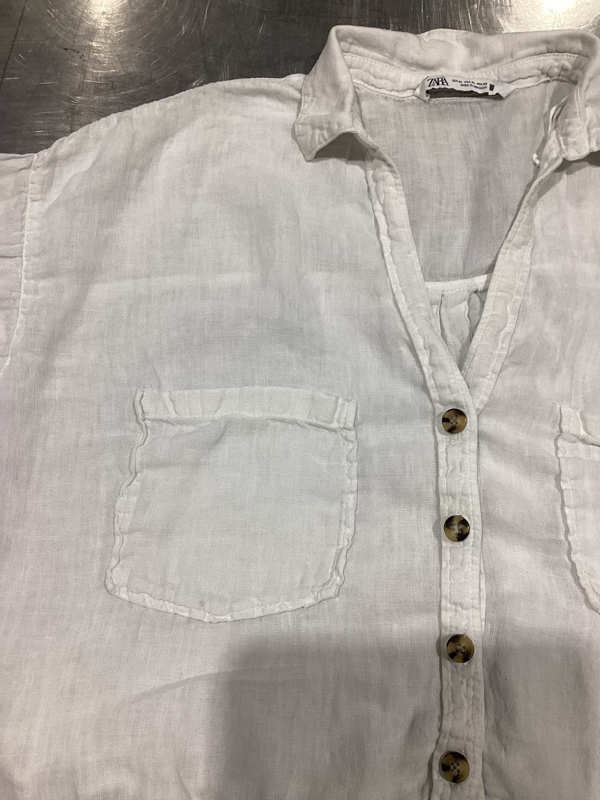 Zara White Linen Blouse
