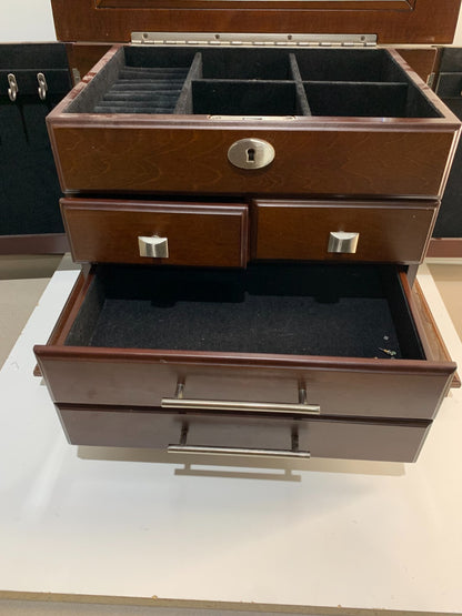 Arolly Large Wood Finish Jewelry Box Chest W/ Four Storage Compartments Storage