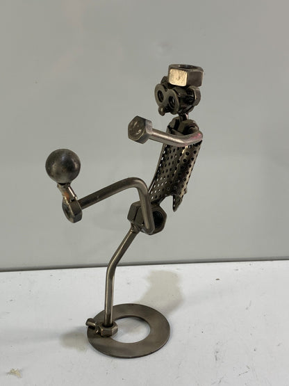 Football Playing Metal Tool Robot Display 10 inches