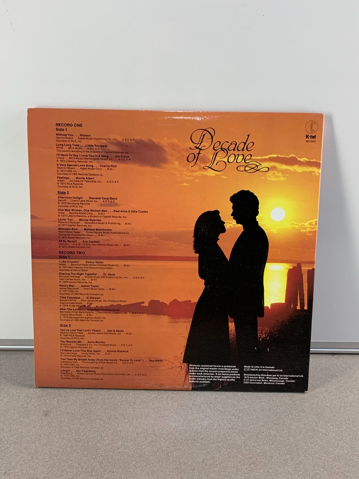 DECADE OF LOVE 2-LP K-Tel Compilation 1982 NC-543 HALL & OATES WARWICK DR HOOK+