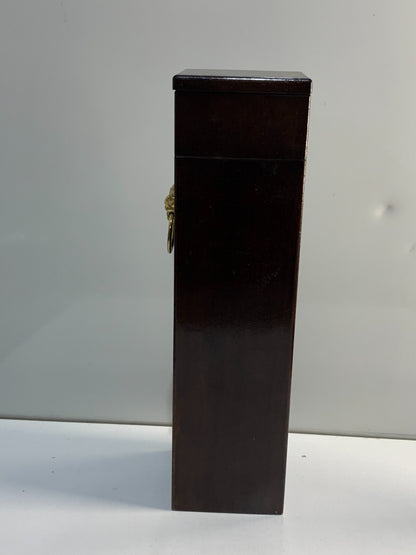 Vintage The Bombay Company Wooden Box Match Holder with Brass Lion 13" Tall