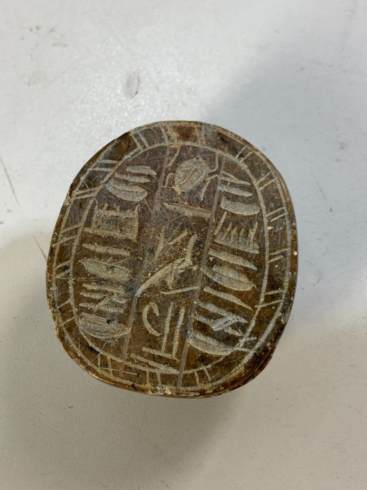 Antique Egyptian Carved Stone Scarab ~ Ancient Egypt Lucky Charm Beetle