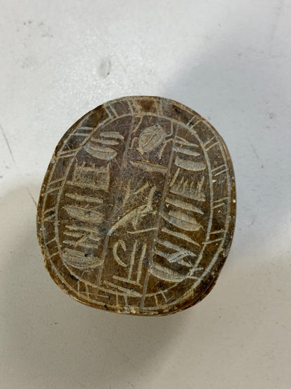 Antique Egyptian Carved Stone Scarab ~ Ancient Egypt Lucky Charm Beetle