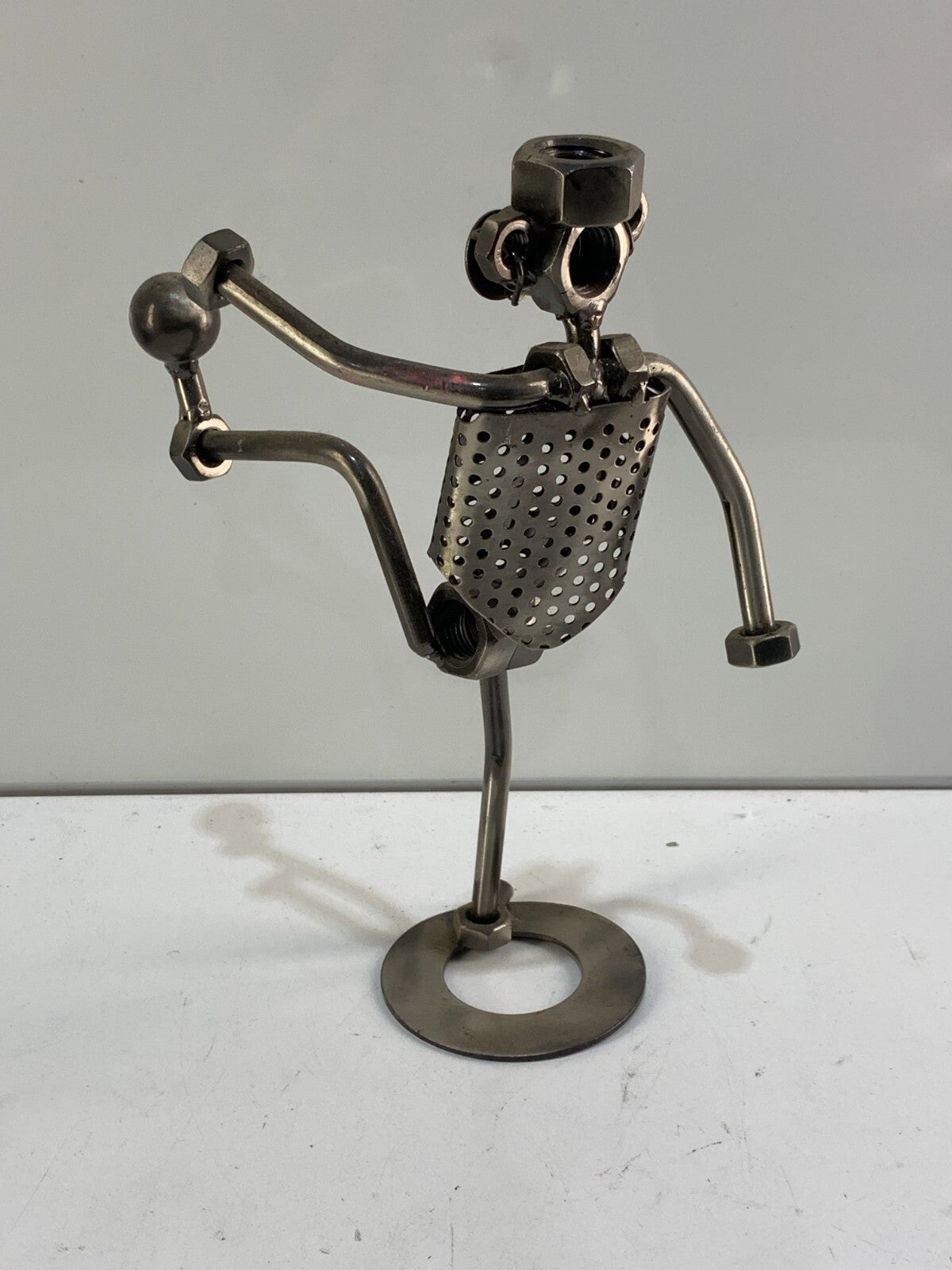 Football Playing Metal Tool Robot Display 10 inches