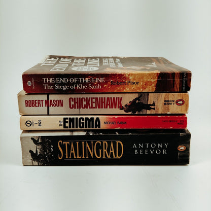 Lot of 4 Vintage PB War Books Novel and Non-fiction 1980s