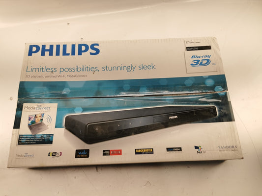 3D Blu-ray Player Phillips BDP5506 Blu-Ray Tested Working W/Remote & box