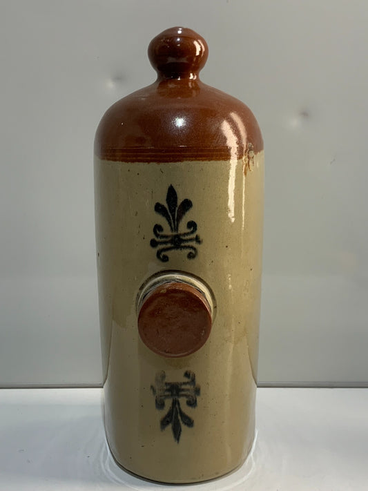 Antique Stoneware Hot Water Bottle With Rubber Seal 12 inches
