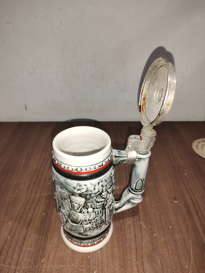1982 Avon Ceramarte Brazil Decorative Beer Stein Orient Express Trains General