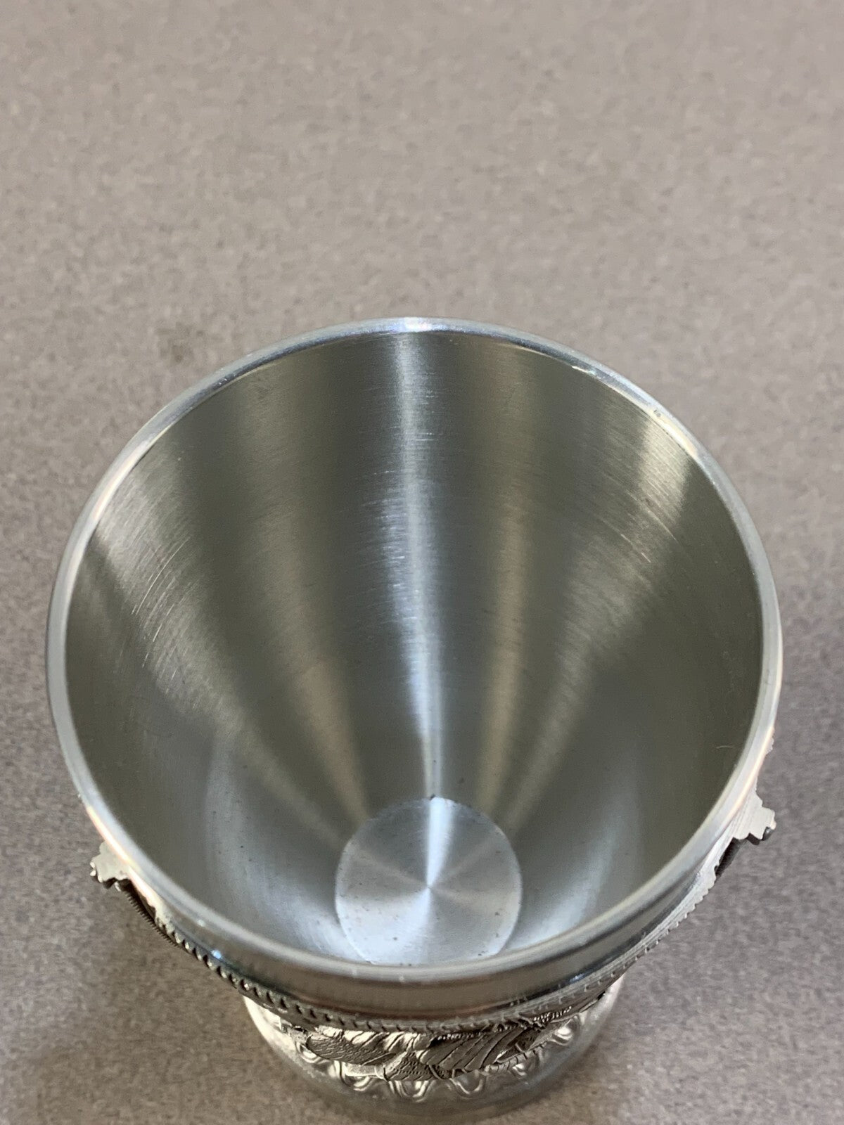 Vintage German Pewter Shot Glass Sail Boat Ship Brigantine Estate