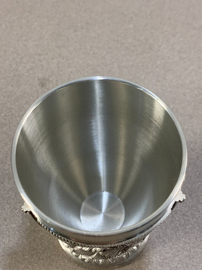 Vintage German Pewter Shot Glass Sail Boat Ship Brigantine Estate
