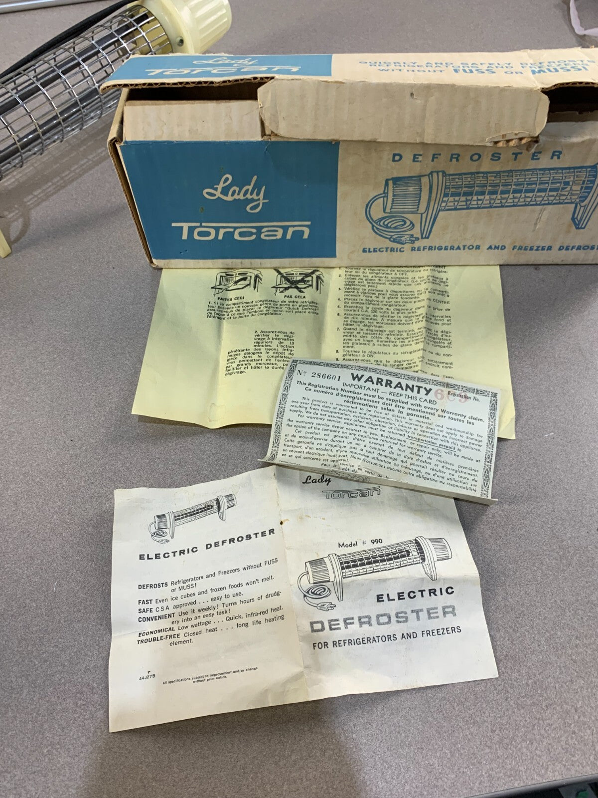 Vintage Lady Torcan Defroster Electric Refrigerator Freezer Defroster in Box