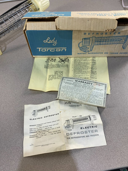 Vintage Lady Torcan Defroster Electric Refrigerator Freezer Defroster in Box