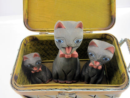 Canfloyd Trading Limited Wood Carved Cats in Box