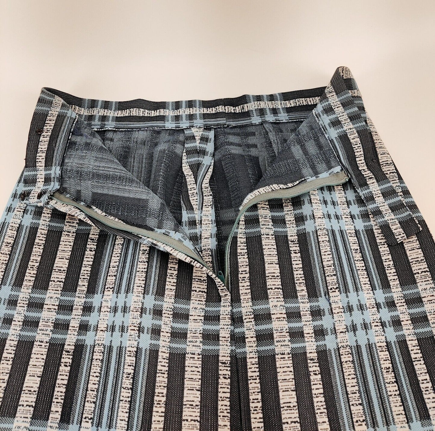 Unique Vintage Blue Patterned Maxi Skirt