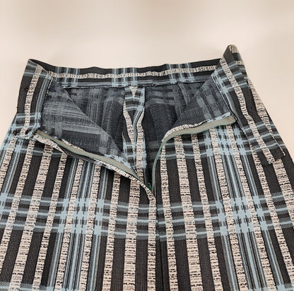 Unique Vintage Blue Patterned Maxi Skirt