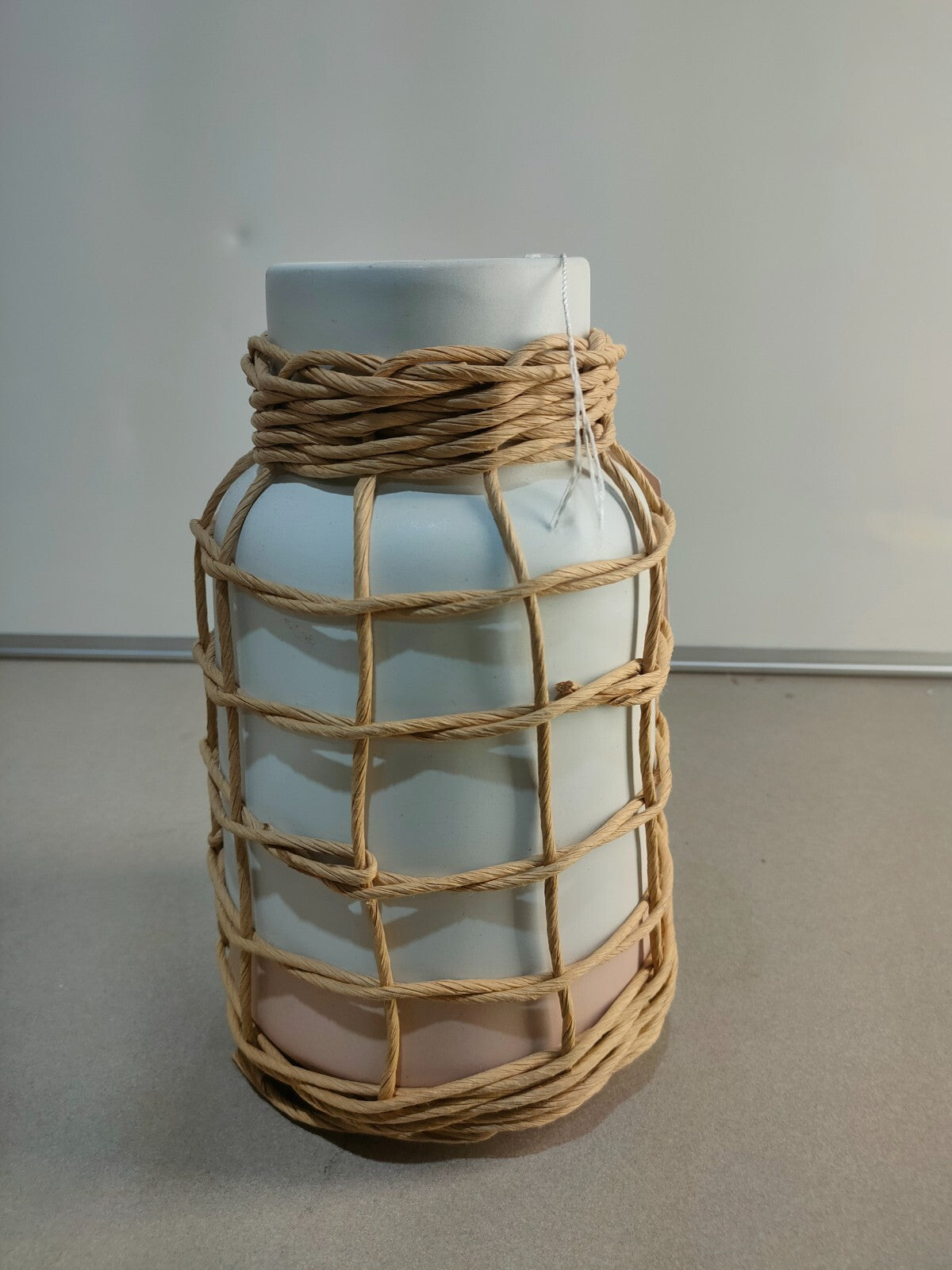 Creative Decorative Hand-Woven Seagrass and Bamboo Wrapped Vase