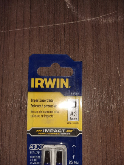 Irwin 1837385 Impact Insert Bit, #3 SQUARE, 2PK,  1" - Set of 6 - 2