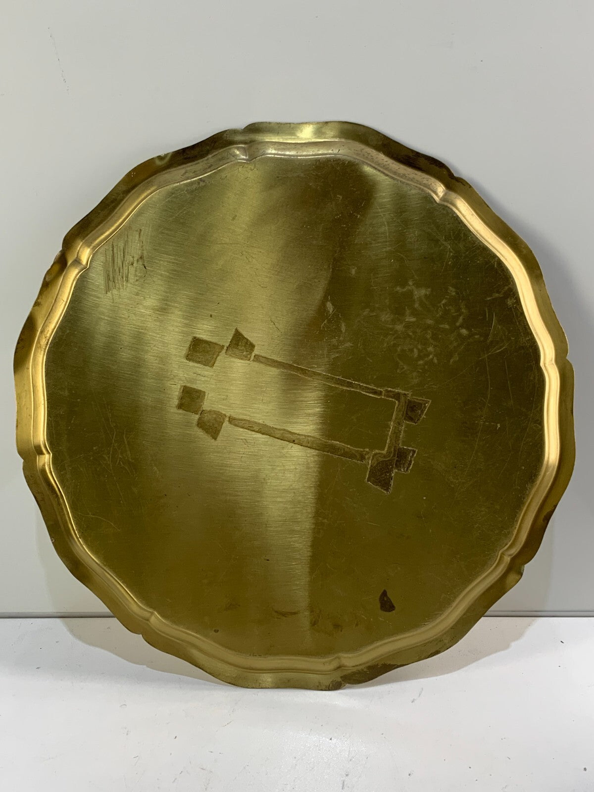 Vintage Gold Plated Brass Round Tray