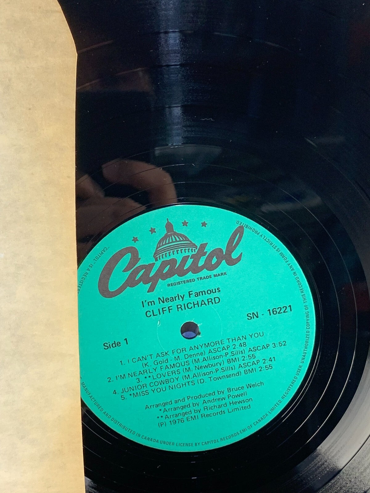 Cliff Richard - I'm Nearly Famous - 1976 33 RPM Vinyl